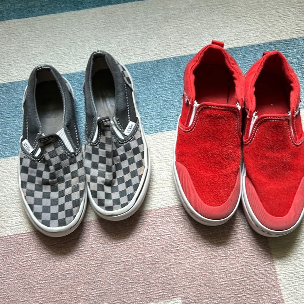 Vans slip ons size 3 (black) and 4 (red)
